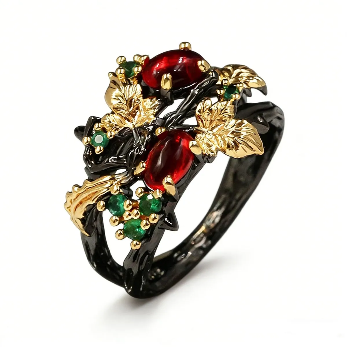 Statement Ring 925 Silver Black Gold Jewellery