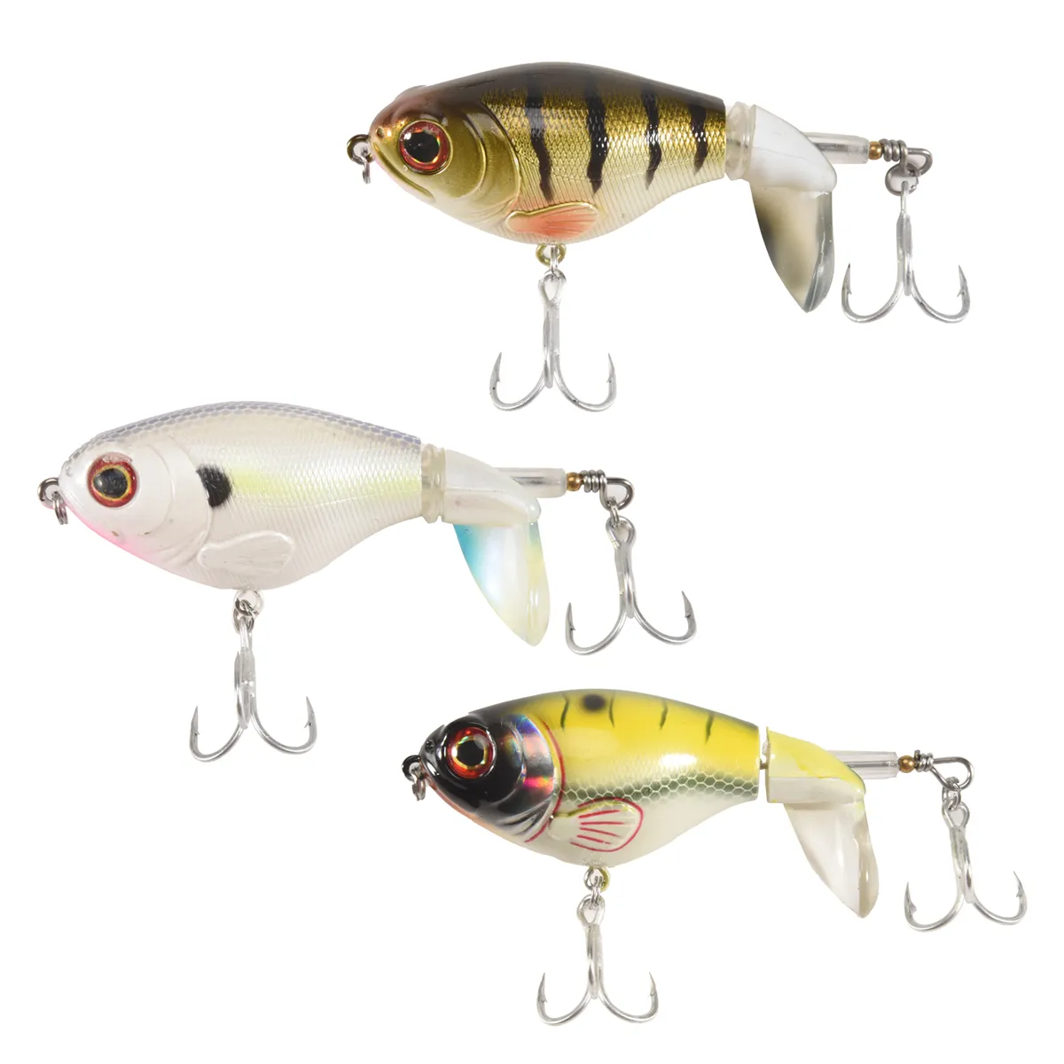 3 Bass Whoper Lures Bass Fishing with Barb Treble Hooks