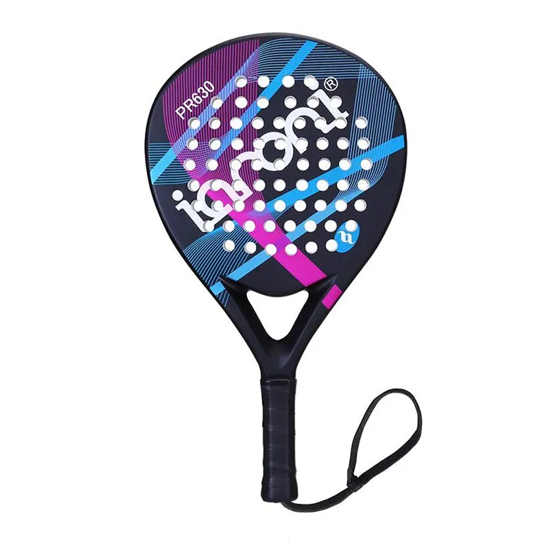 Ianoni Padel Racket -Carbon Fiber Surface With Eva Memory Flex Foam Racquet - Black Purple