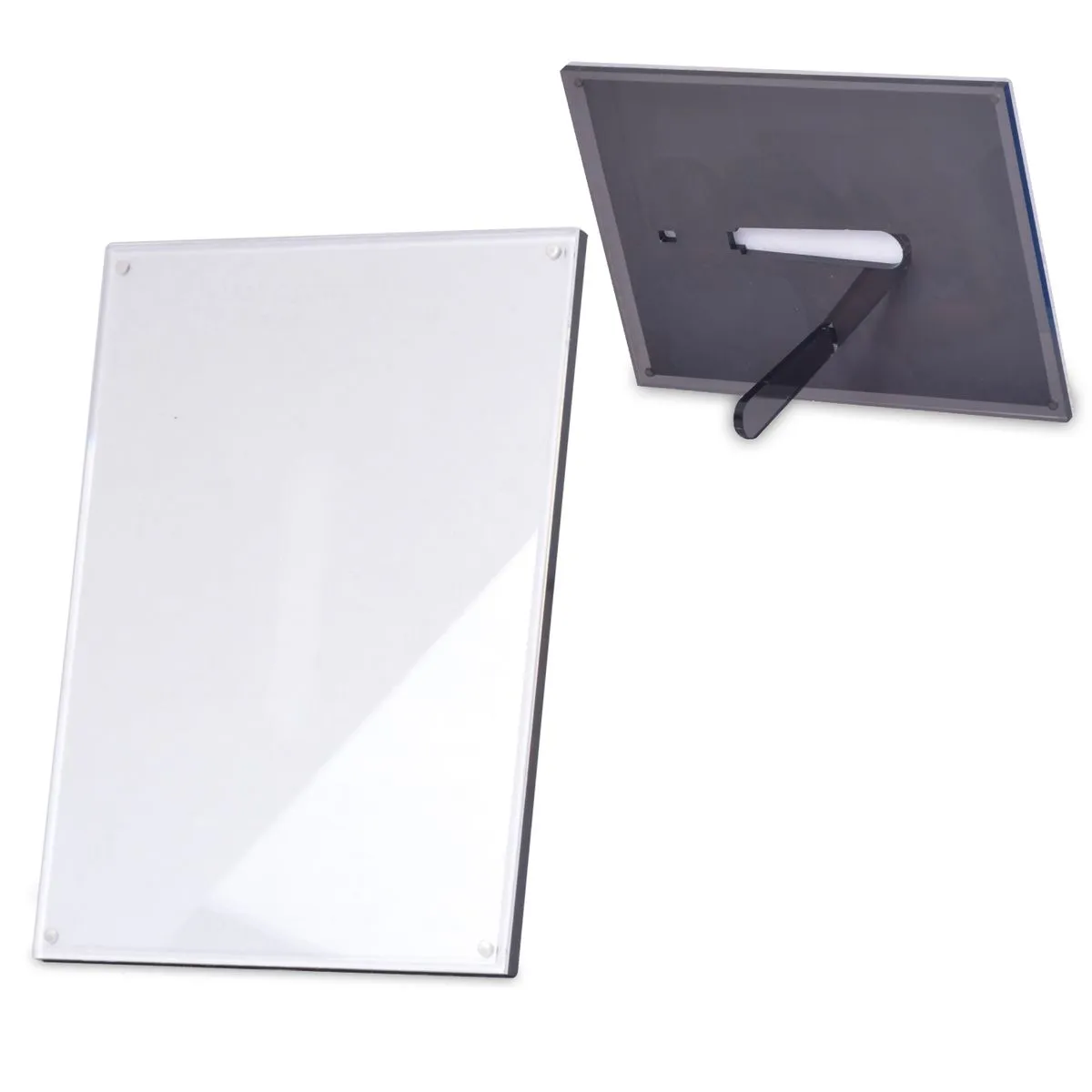 Magnetic Acrylic Photo Frames- Clear Freestanding Picture Display - Black