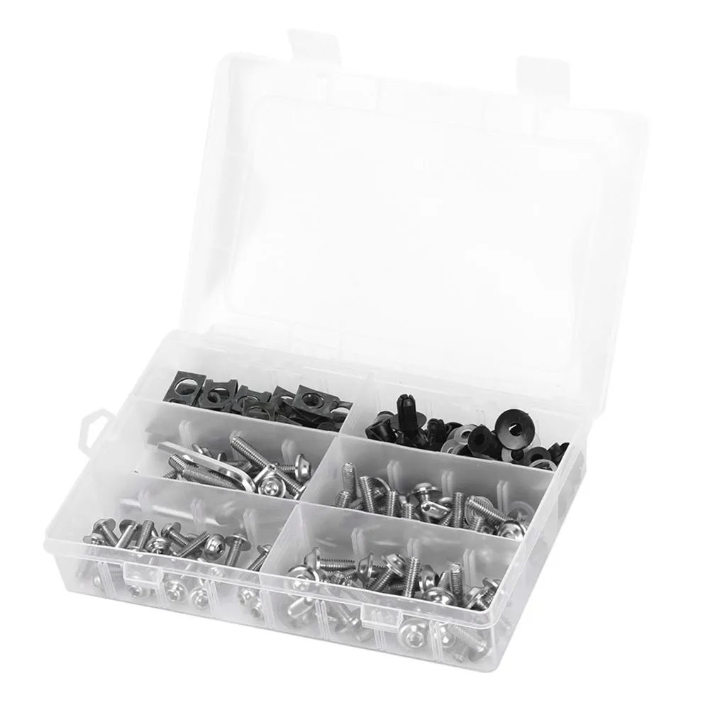 Motorcycle Fairing Bolts Kit 173Pieces Silver