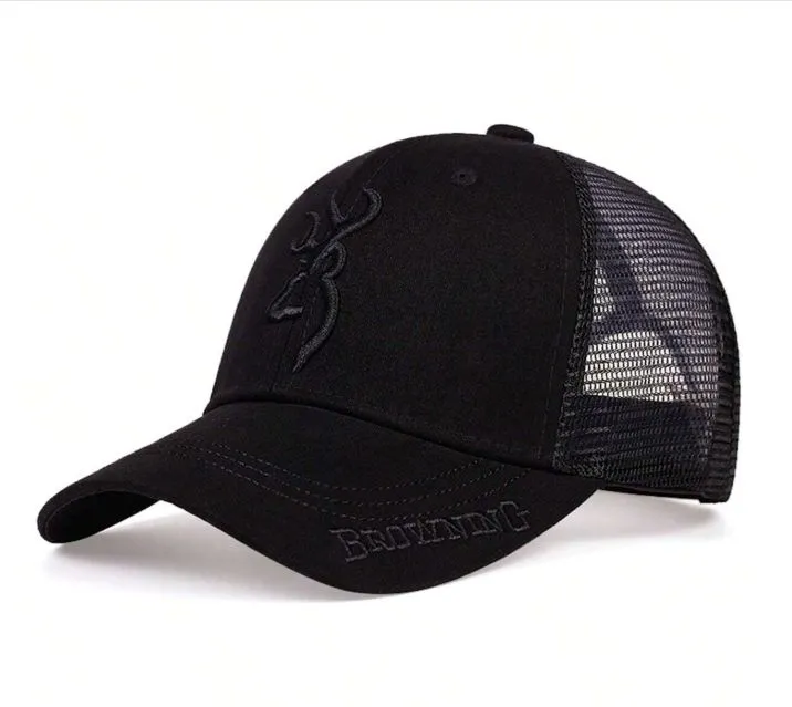 Browning Deer Embroidered Truckers Cap for Men - Black