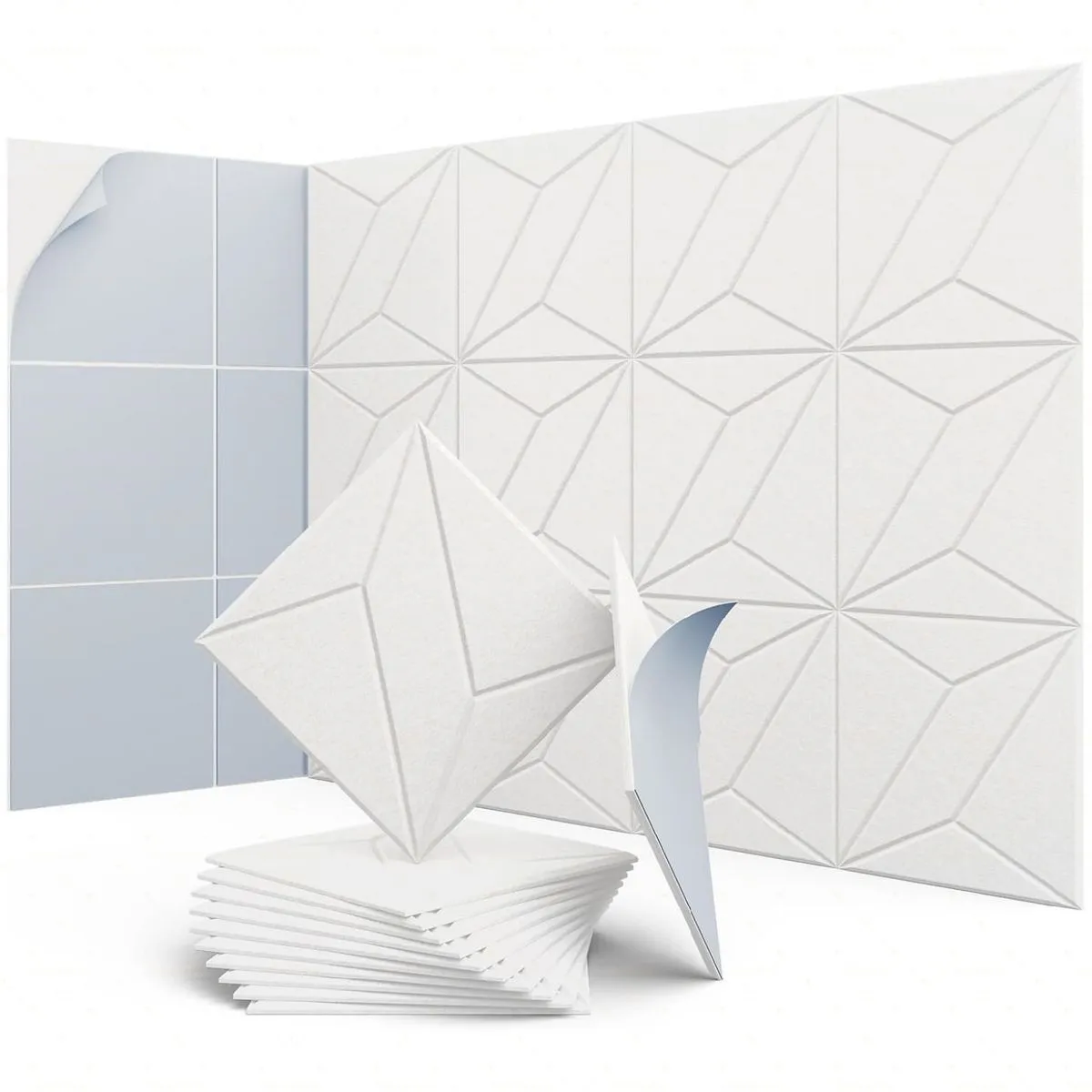 12 Pack White Acoustic Panels for Wall Sound Absorbing and Self-Adhesive
