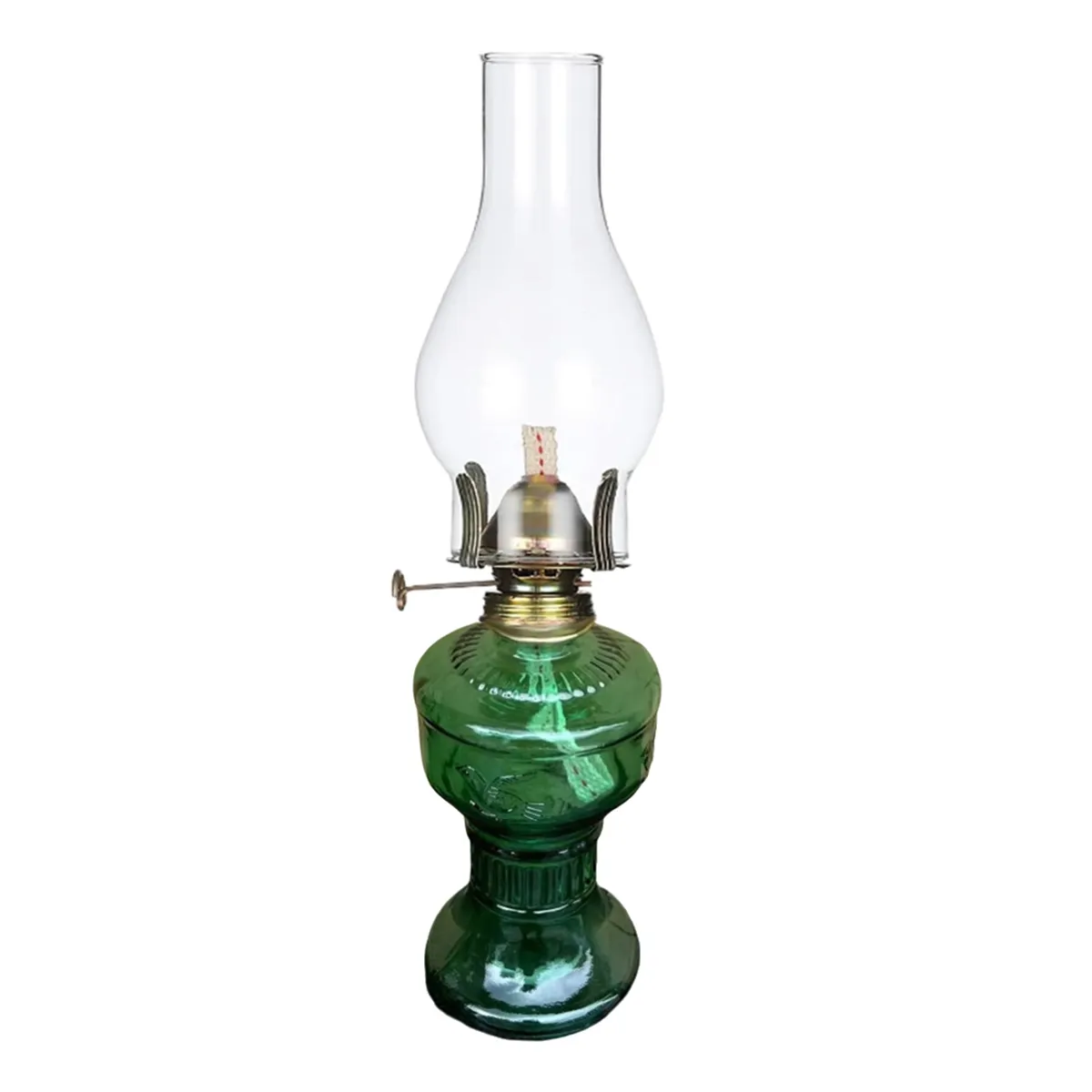 Rustic Oil Lamp Vintage Glass Coal Lamps for Indoor Green