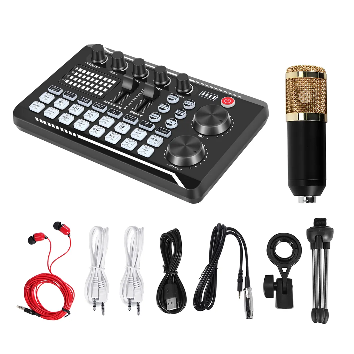 F998 Sound Card Kit Bm-800 Microphone Kit With Live Sound Card