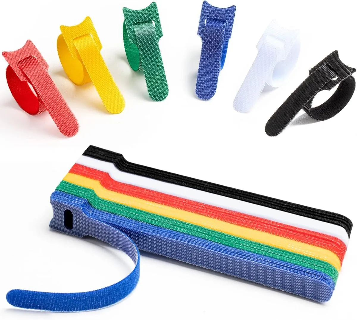 60 Cable Ties Reusable Cable Organizer Management Tie Cable Fastener Straps - Black*10+Green*10+Blu…