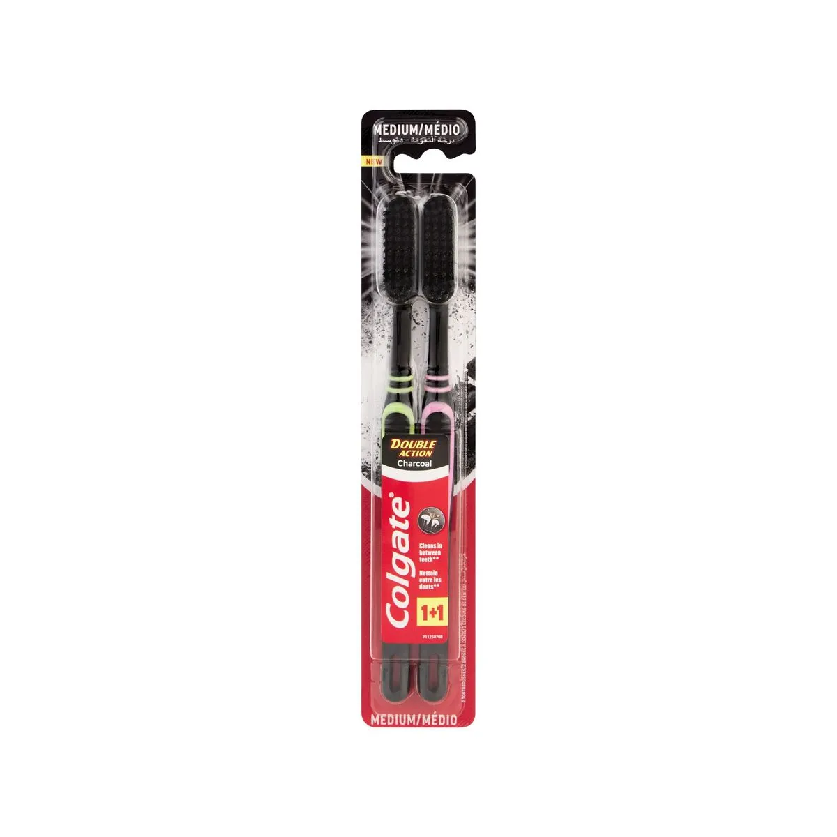 Colgate Double Action Charcoal Medium Toothbrush - 2 Pack