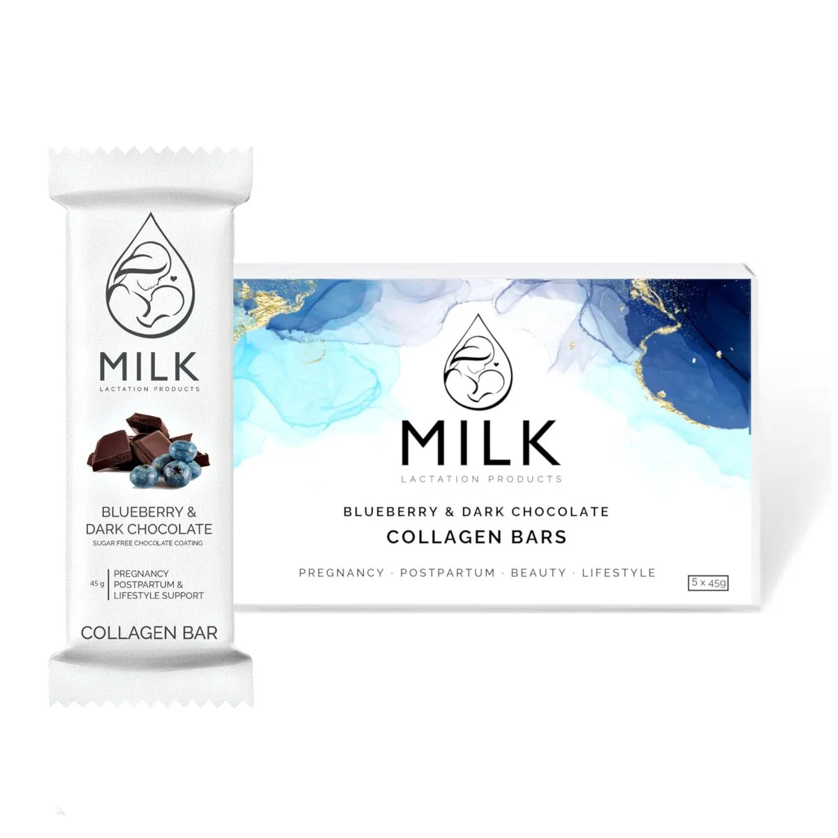Milk Lactation Products Blueberry & Dark Chocolate Collagen Bars Gift Box