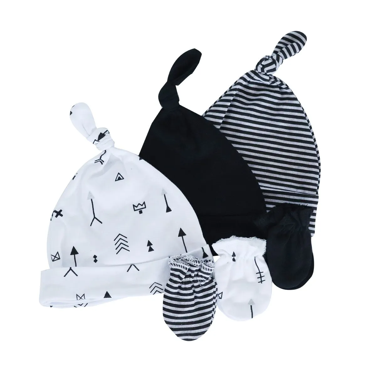 Snuggletime 6-Piece Gift Set - 3 Hats & 3 Mittens - Black
