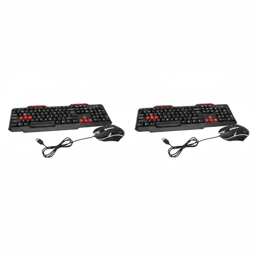 UniQue Gaming Wired Keyboard and Mouse Combo with RGB Lighting - 2 Pack