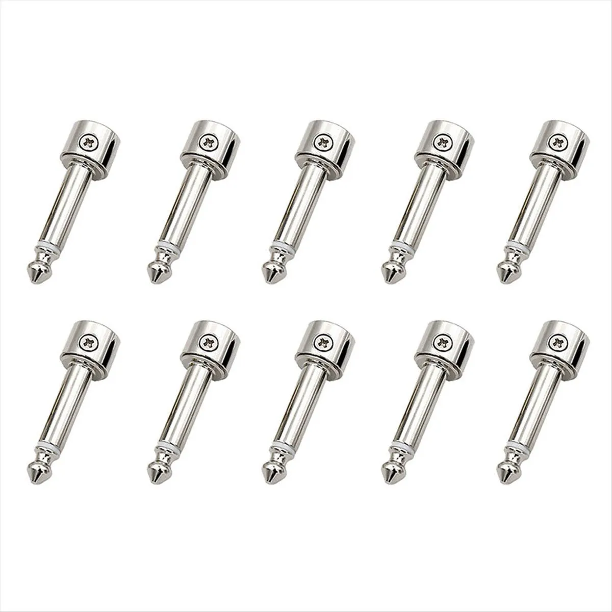 10 Pcs 6.35Mm Solder Free Plugs Kit Diy Guitar Pedal Board