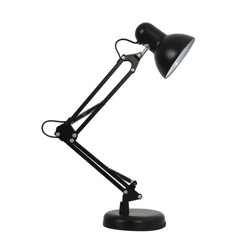Durable, Adjustable Metal Swing Arm Desk Lamp - Black