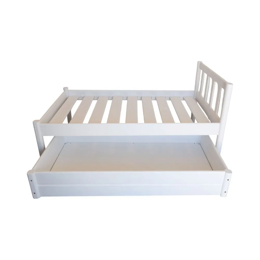 Just For Kids Toddler Bed with Storage Unit Drawer - No Rails White