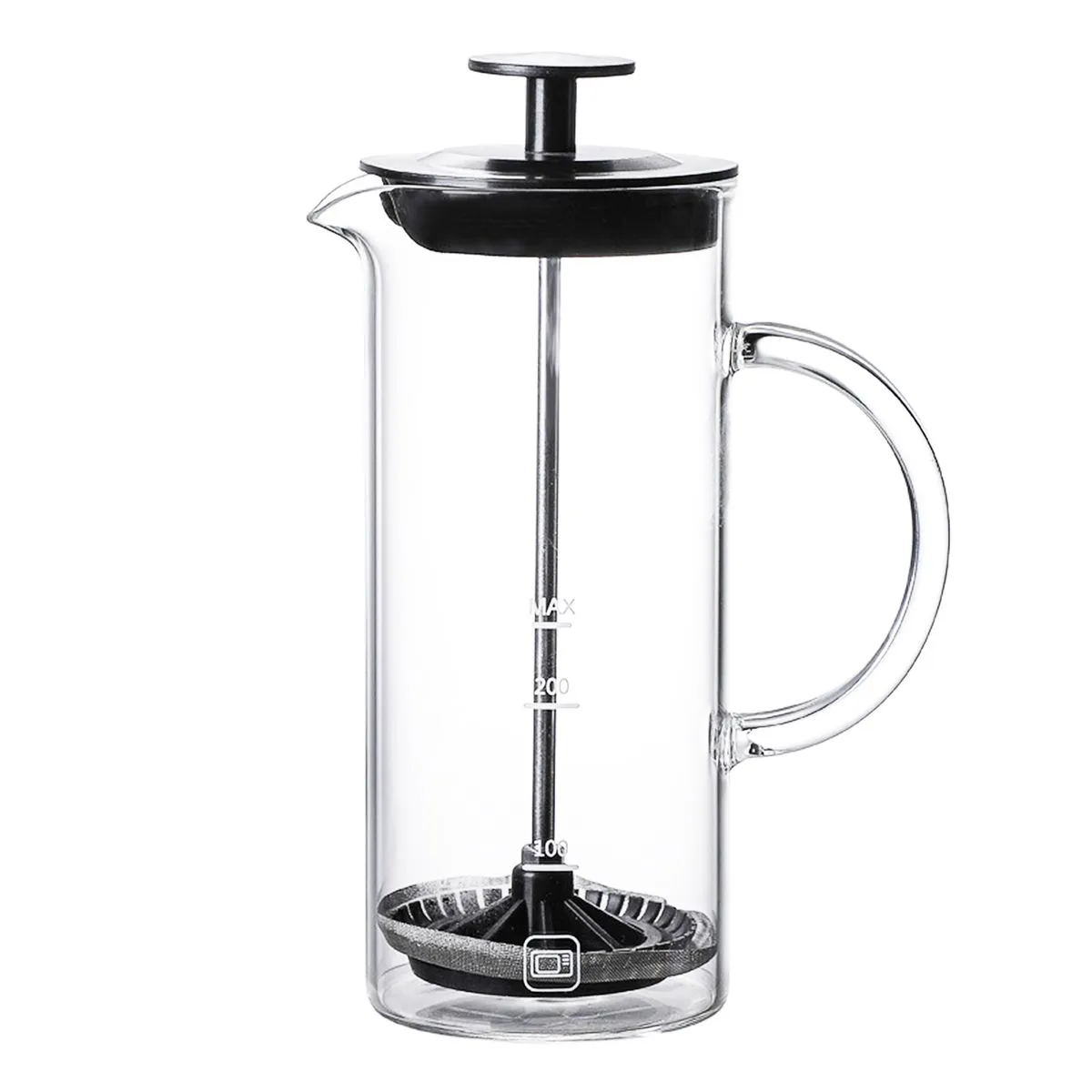 Manual Milk Frother, Coffee Milk Bubbling Cup, Foam Maker for Coffee - Black