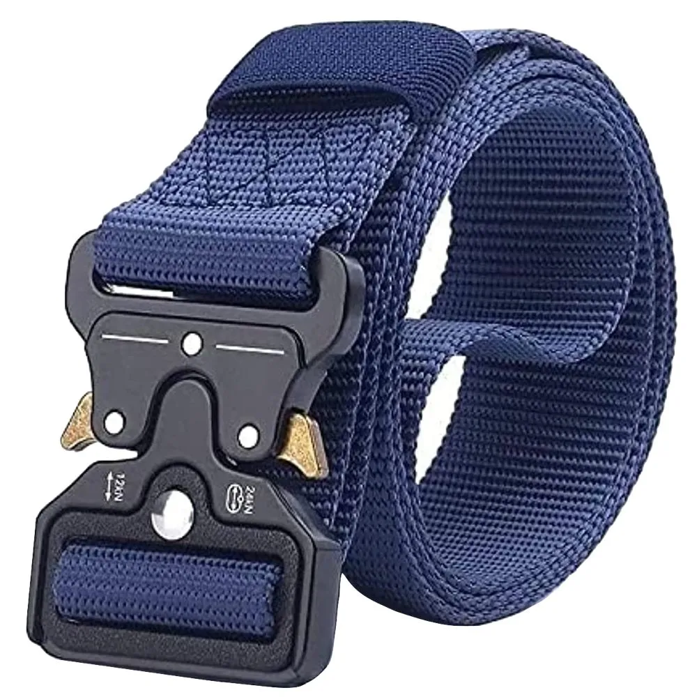 Camping Fashion Men's Outdoor Multi-Function Buckle  Adjustable Canvas Belt - Blue