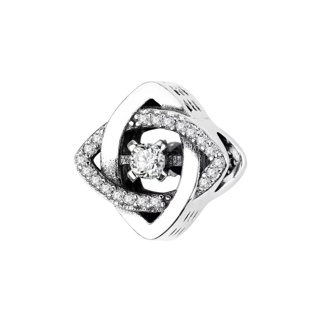 Sparkling Geometric Evil Eye Dancing Stone 925 Sterling Silver Charm