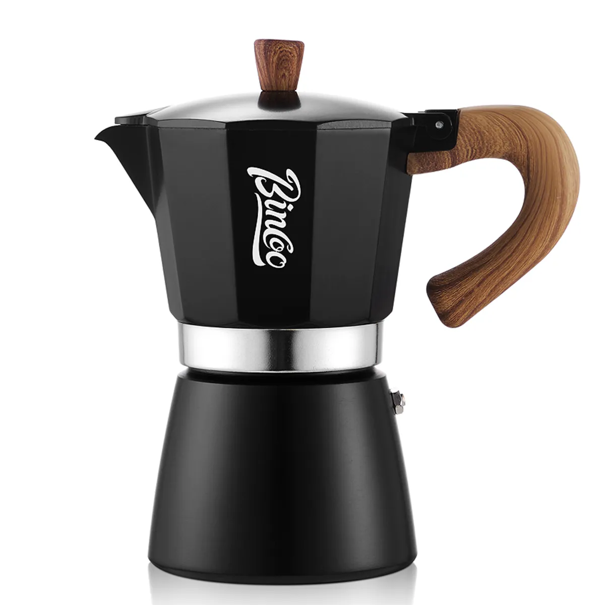Bincoo - Moka Pot 6 Cup Stovetop Espresso Maker, 300ML Moca Coffee Pot - Black