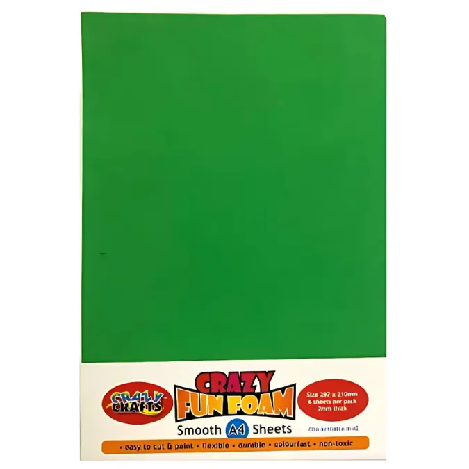Crazy Crafts - A4 Fun Foam Sheets - Dark Green