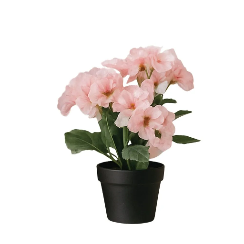Small Artificial Plant Potted Flowers - Decorative Plant in Black Pot - Pink