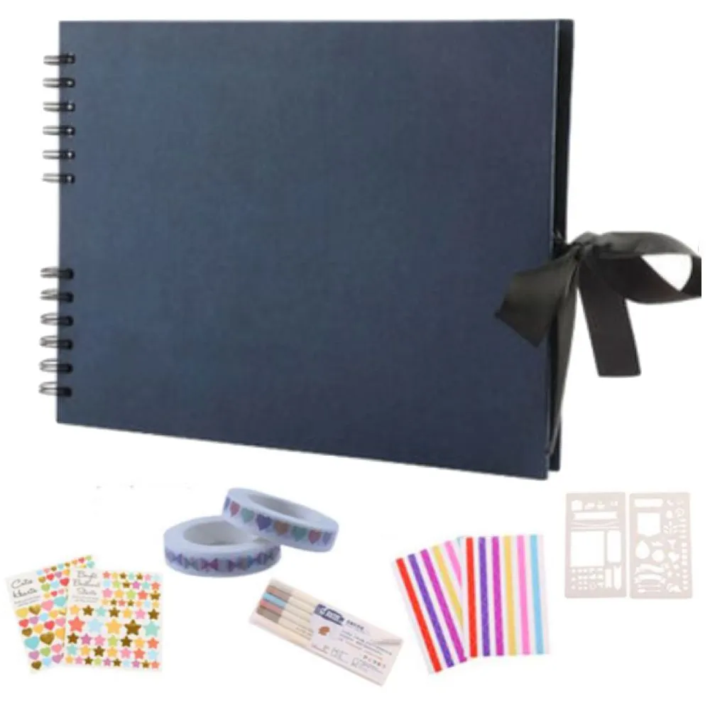 Craft Album With Pens, Tape, Stickers And Stencils Scrapbooking Jumbo Pack - Blue