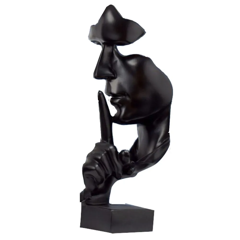 Home Decor Nordic Silence Is Golden Secret Silent Statue Ornament (27x10cm) - Black
