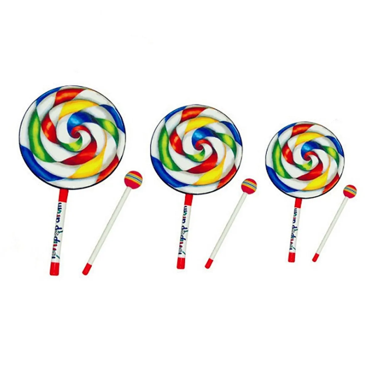 Orff Instruments Lollipop Drums 6/8/10 Inch Three Size Hand Drum