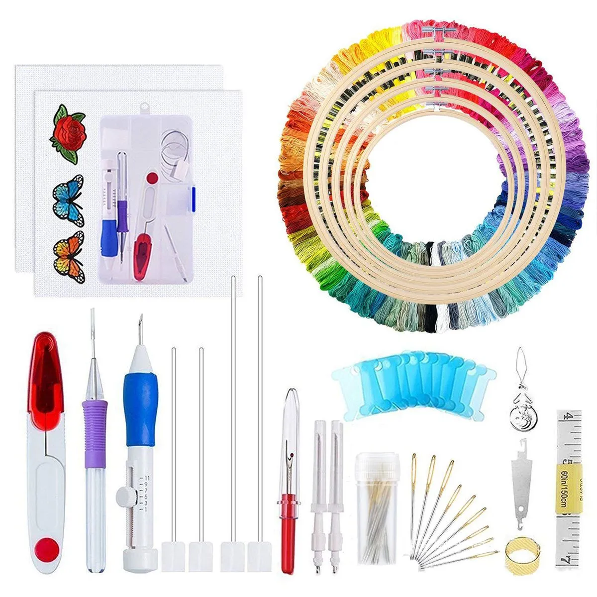 141 PCs Sewing Needlework Embroidery Cross Stitch DIY Kit -100 Colors