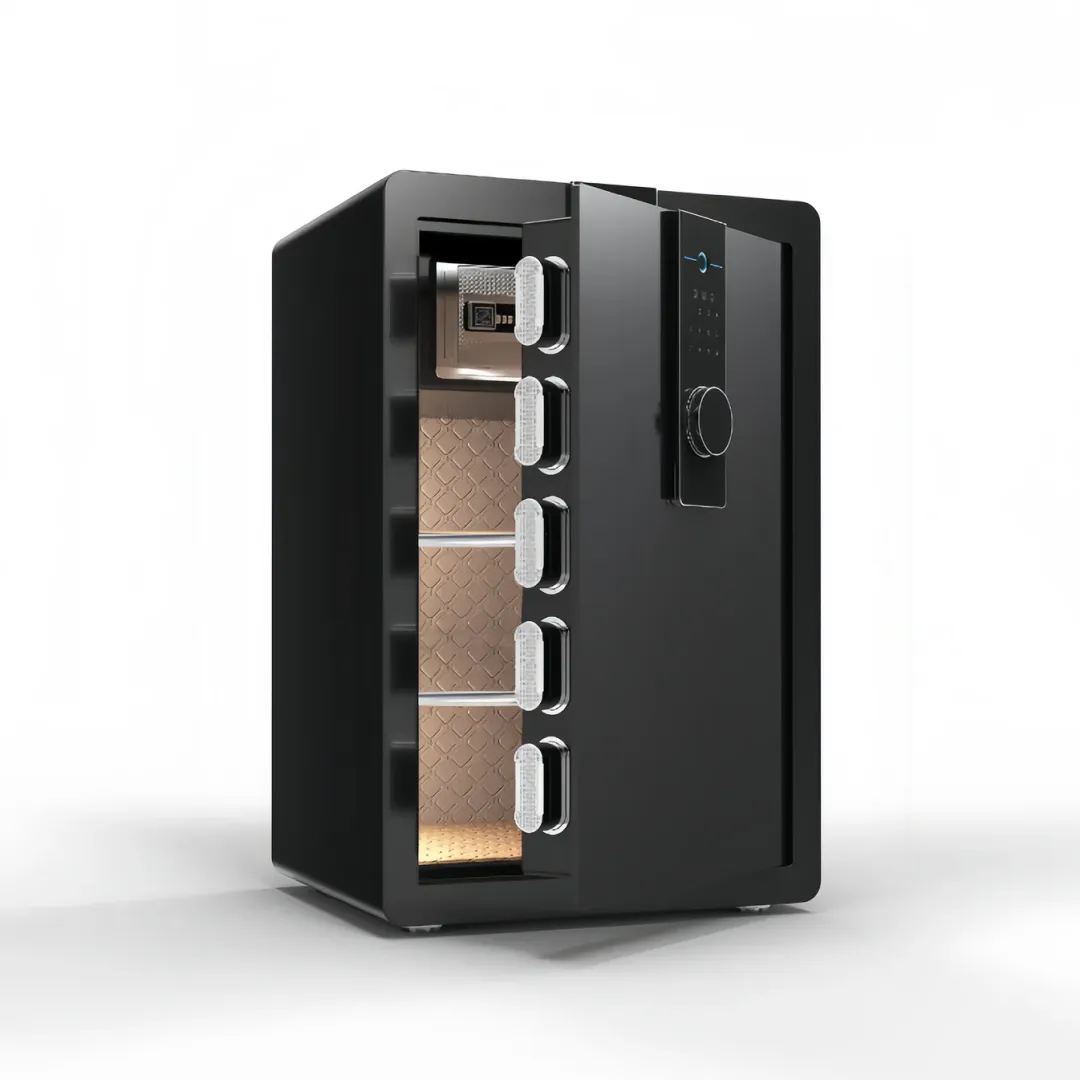 Steel 70cm High Fingerprint Alarmed Security Safety Box with V Touch Screen - Black