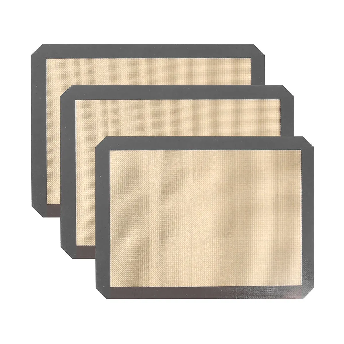Reusable Non-stick Silicone Baking Mat Sheet Set - 3-Piece - Grey