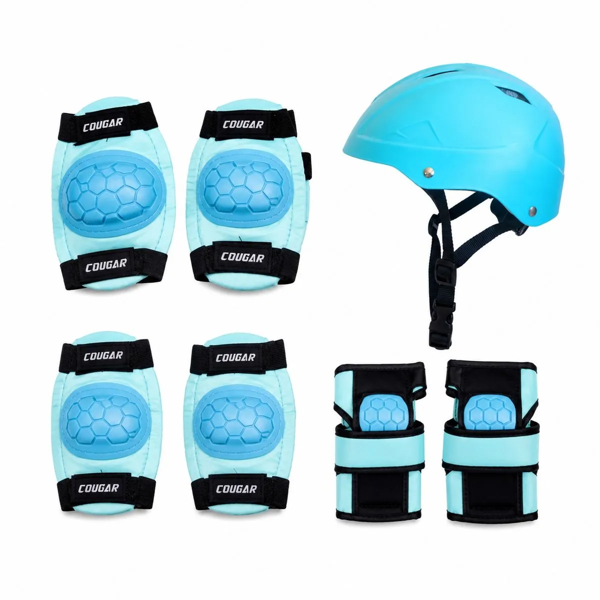 Kids Protective Gear Set with Helmet - Medium (M)56-58cm - Blue, Black