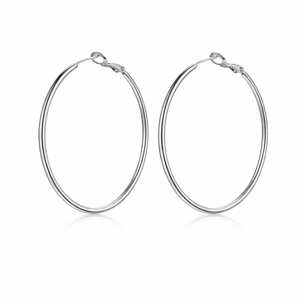 Large Hoop Earrings - Silver