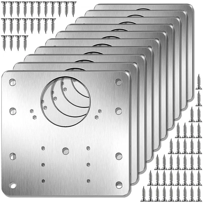 10 Piece Cabinet hinge repair panel kit, with perforated flat fixing plate