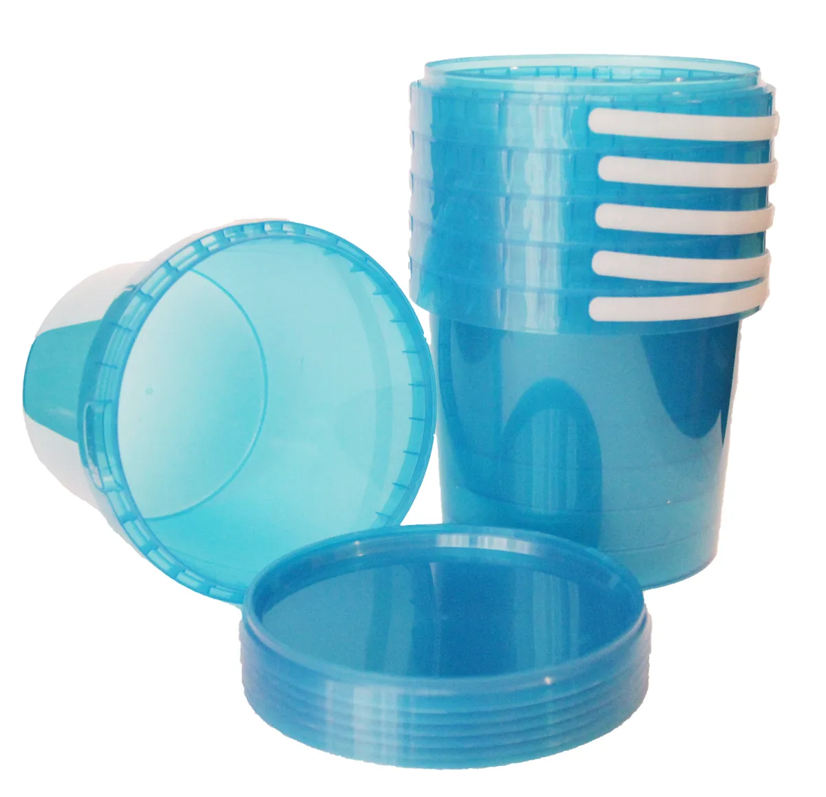 That's Sooo Pretty | Translucent party buckets plain | Set of 6 with lids - Blue