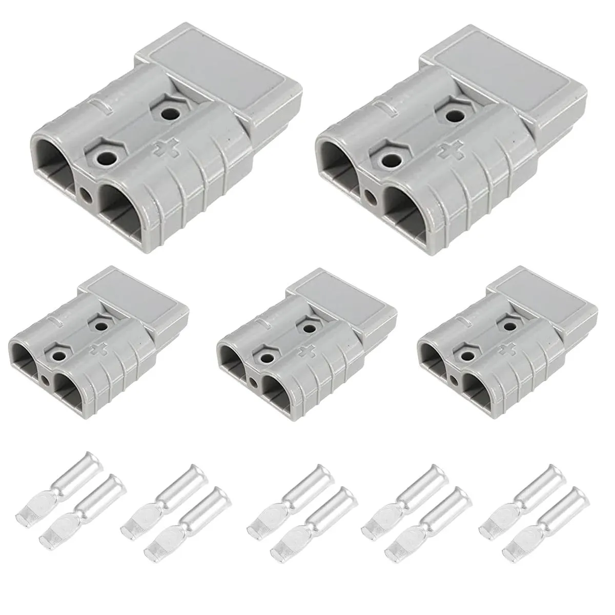 5 Piece 50A Anderson Connector Plug With Contacts - Grey