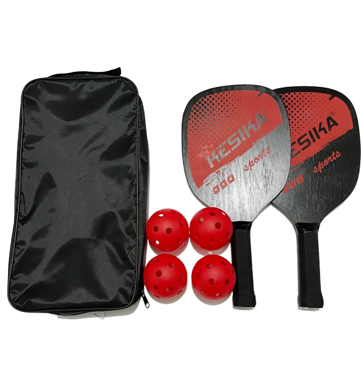 Pick Ball Outdoor Sports Equipment Combination 2 Beats 4 Balls Set - Red, Black