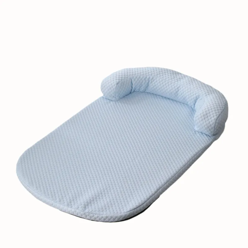 Cooling Bolster Dog Bed with Ice Dot Fabric for Summer - Comfortable Sponge