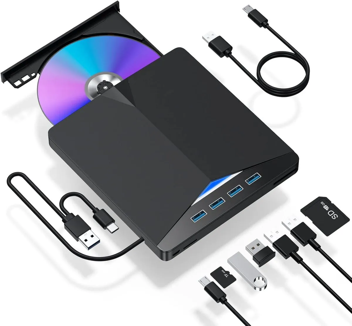 Bluray/DVD Drive for Laptop, 7 in 1 USB 3.0 Player DVD Burner, CD ROM