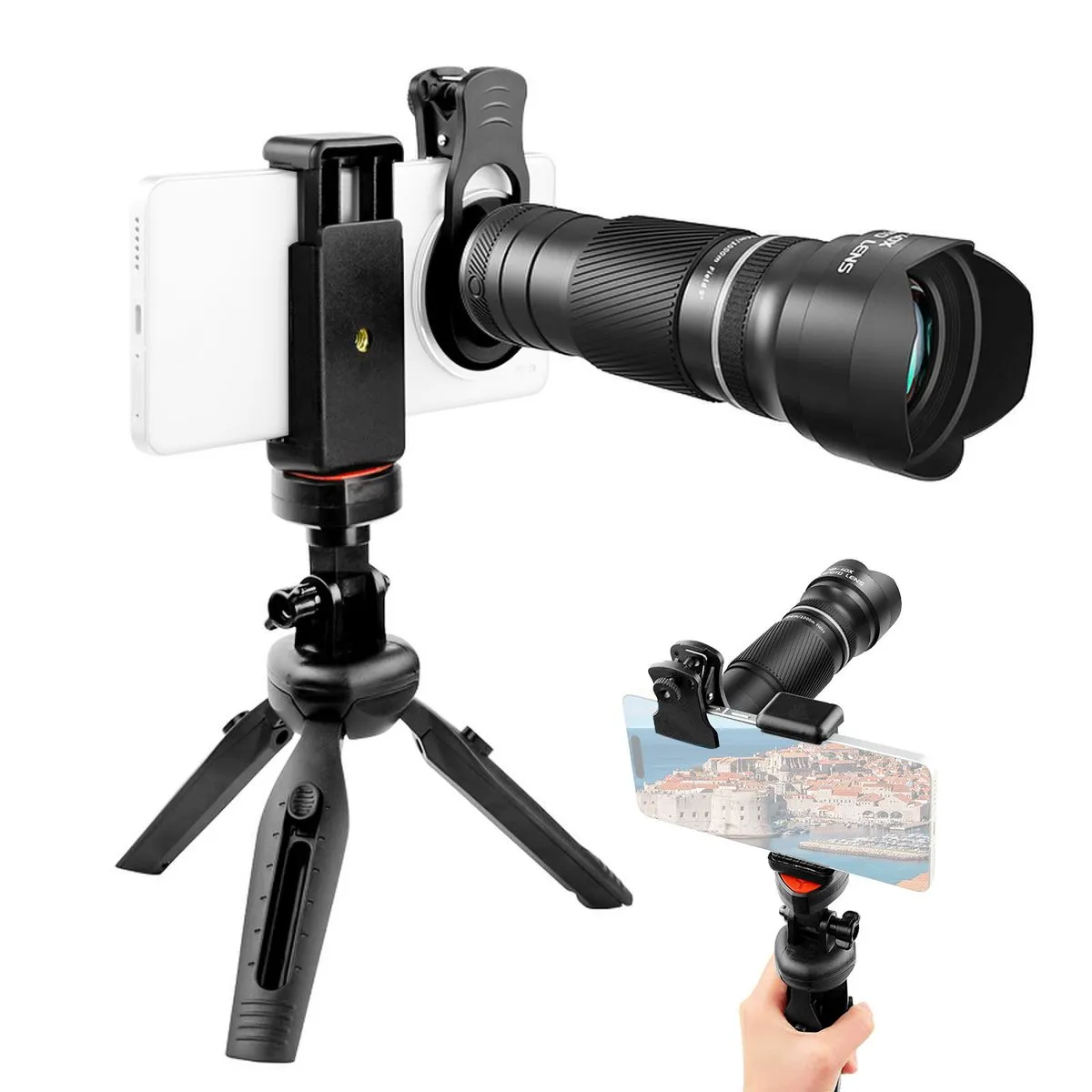 Telephoto lens for phone with tripod