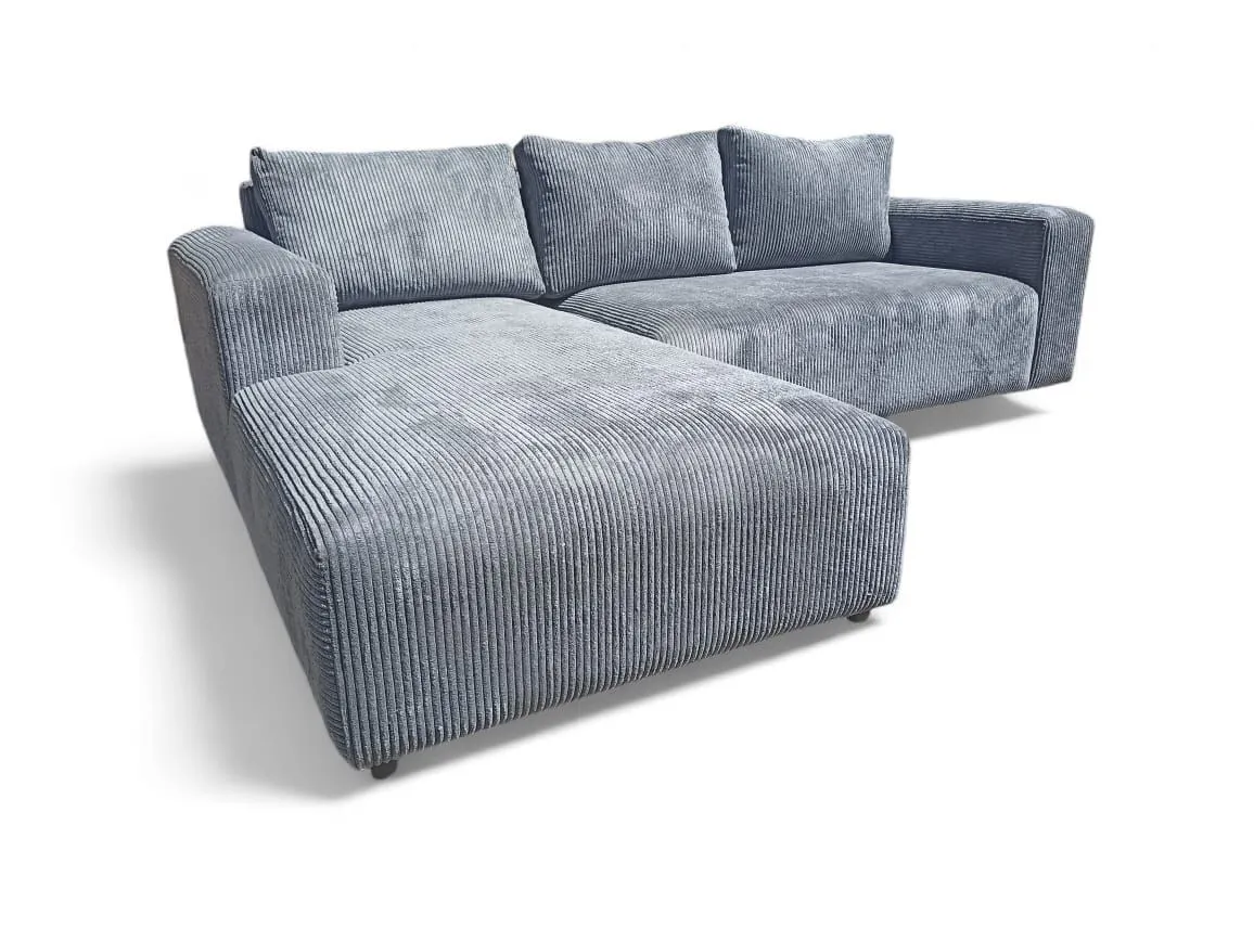 Anatolia L Shape Couch - Corduroy - Grey