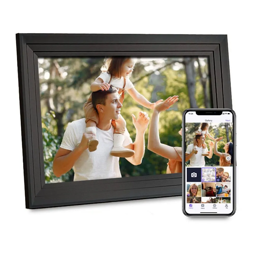 Digital Photo Frame 10.1' with WiFi, 16GB Storage, Touchscreen & Uhale App - Black