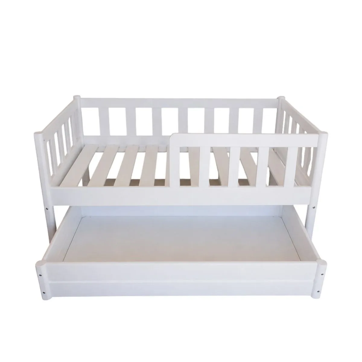 Just For Kids Intermediary White Toddler Bed with Storage Unit Drawer