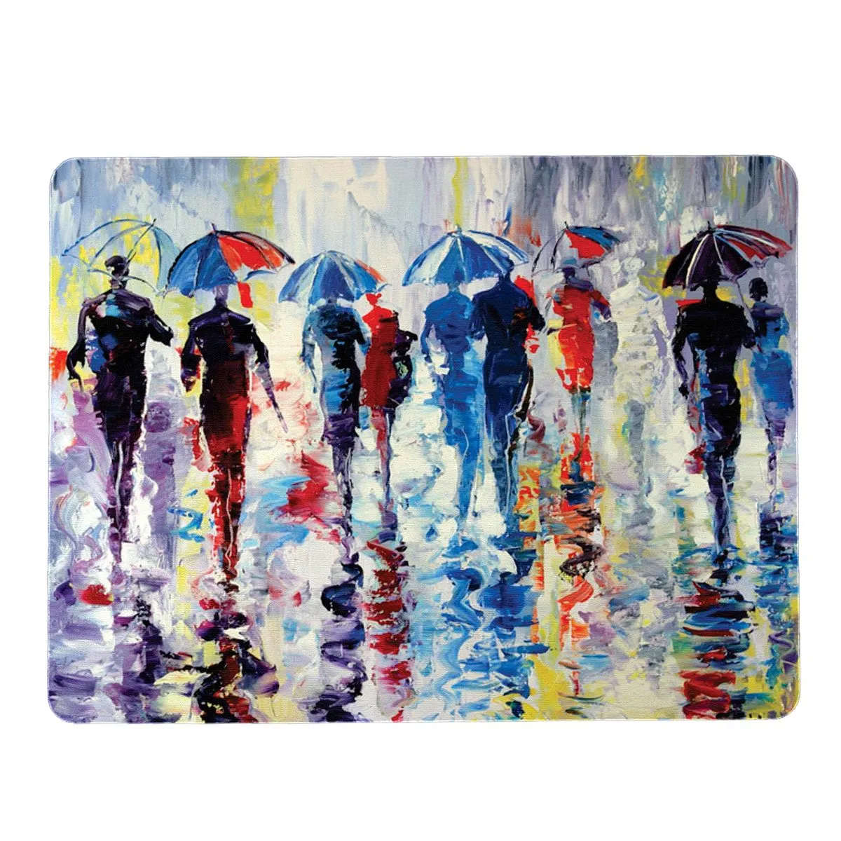 Blue Painted Umbrellas Mouse Pad