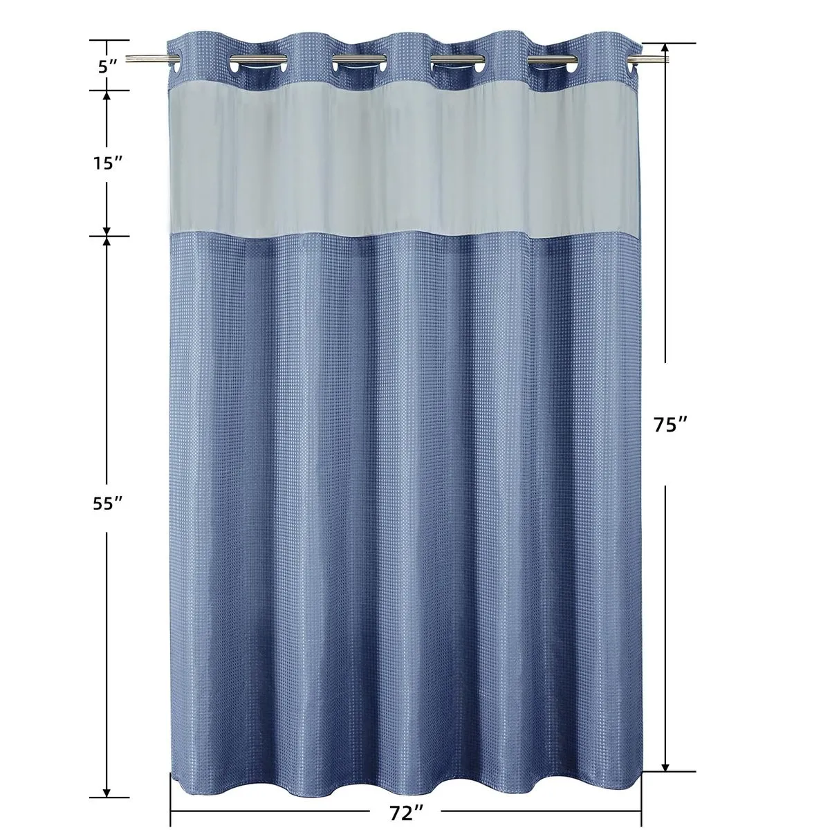 Waffle Weave Thickened Durable Shower Curtain, 190 x 180 cm - Blue