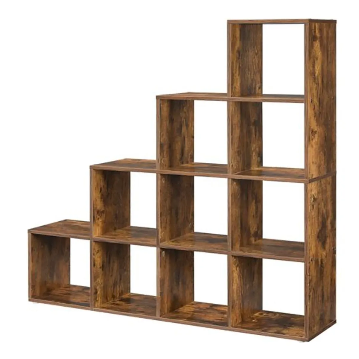 LAZAVA 10-Cube Wooden Ladder Shelf Modern Storage Books and Decor