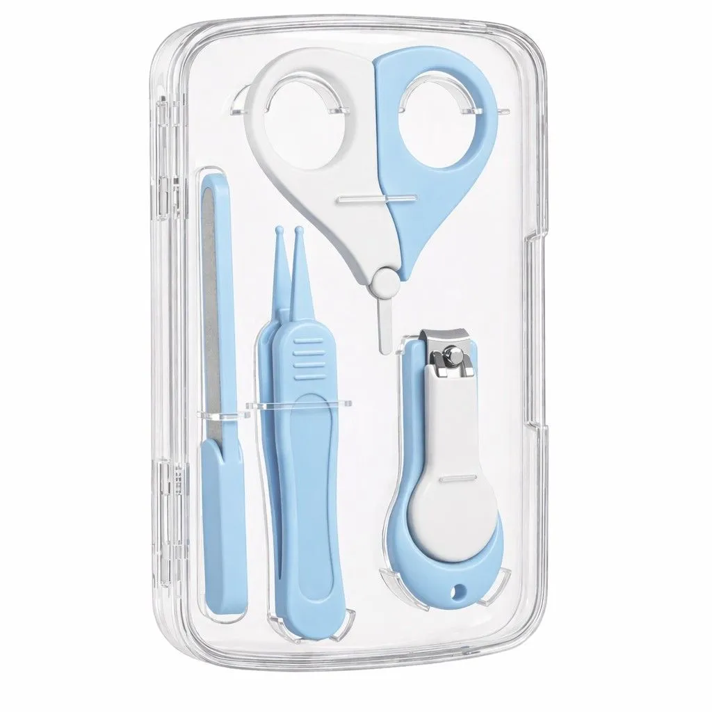 5 Piece - Baby Nail Grooming Set With Safety Scissors & Clipper - Blue