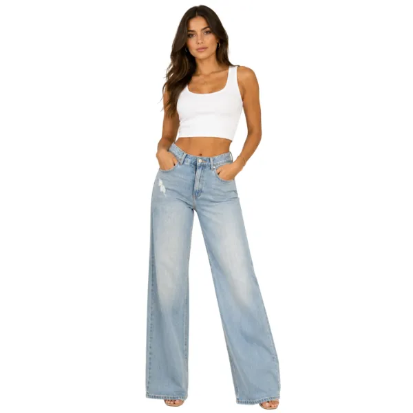 Women's Light Wash Wide Leg Jeans