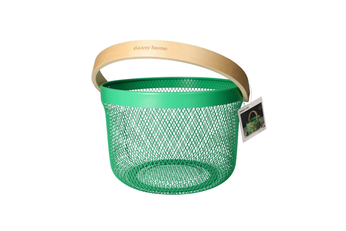 Danny Home Iron Round Storage Basket - Green