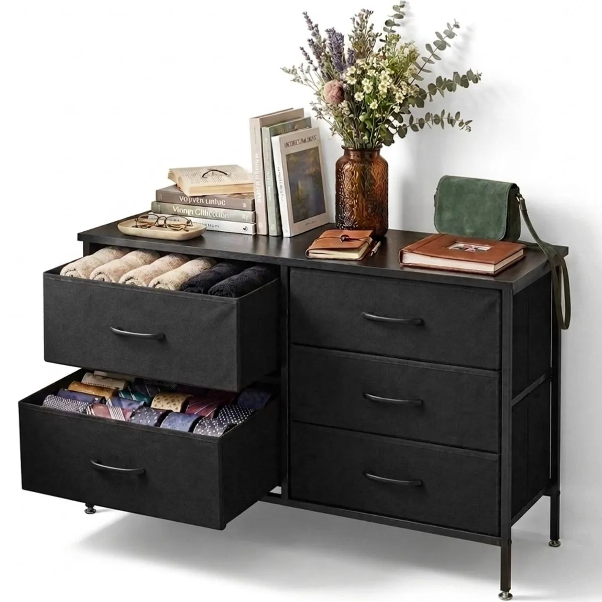 Storage Cabinet 5 Chest of Drawers Fabric Dressing Table Closet Organizer
