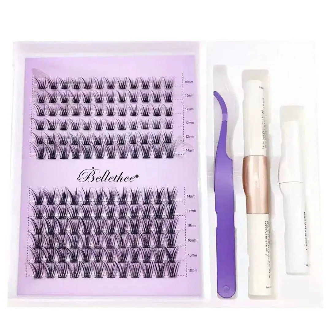 147 Pcs Lash Extension Kit 10-18CM DIY Lash Clusters with Bond Seal Tweezer