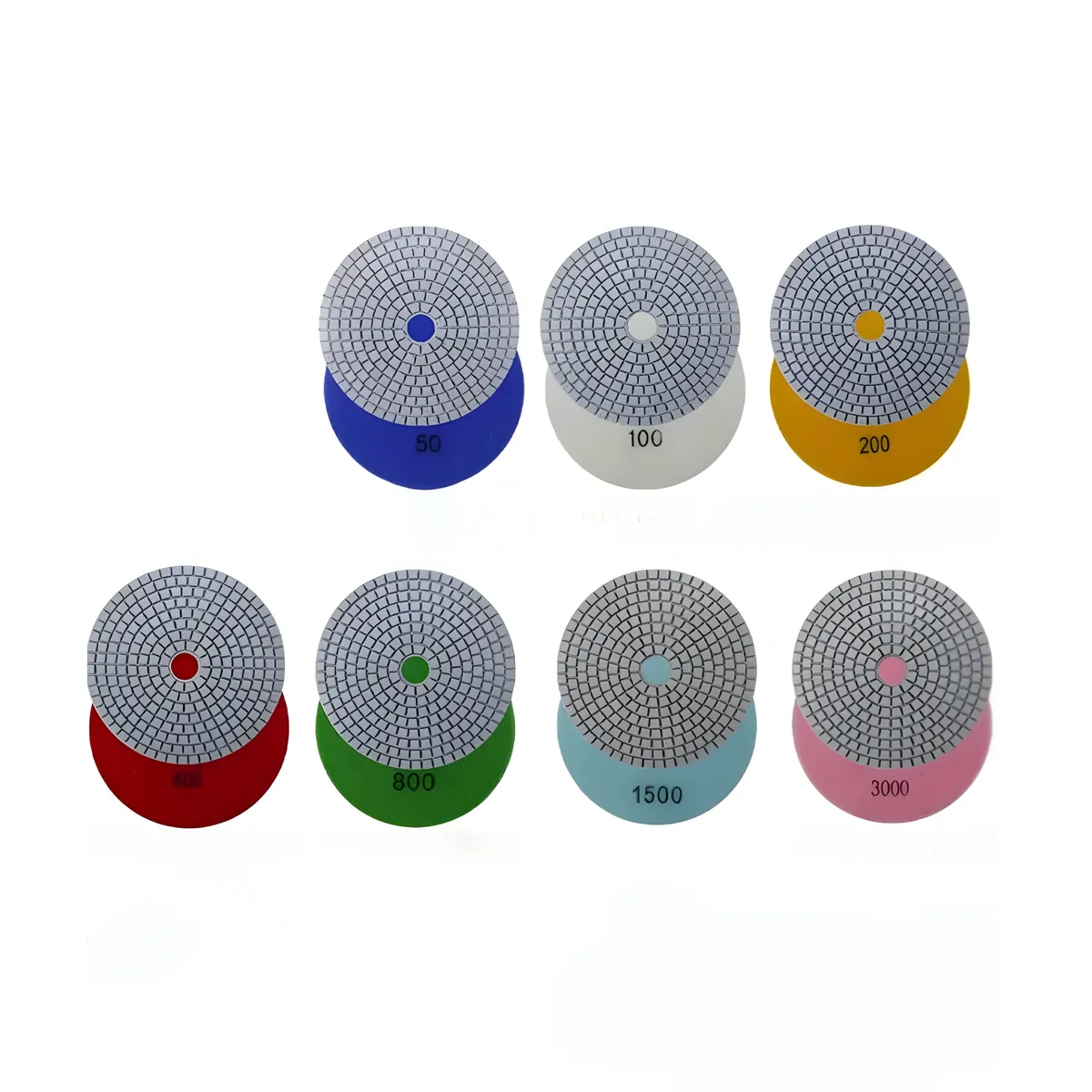 8Set Diamond Resin Polishing Pads 100mm (Wet/Dry )(Gritt 50-3000)